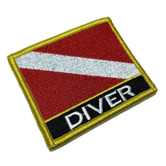 BD0175NV01 Bandeira Mergulhador Patch Bordado Fecho Contato