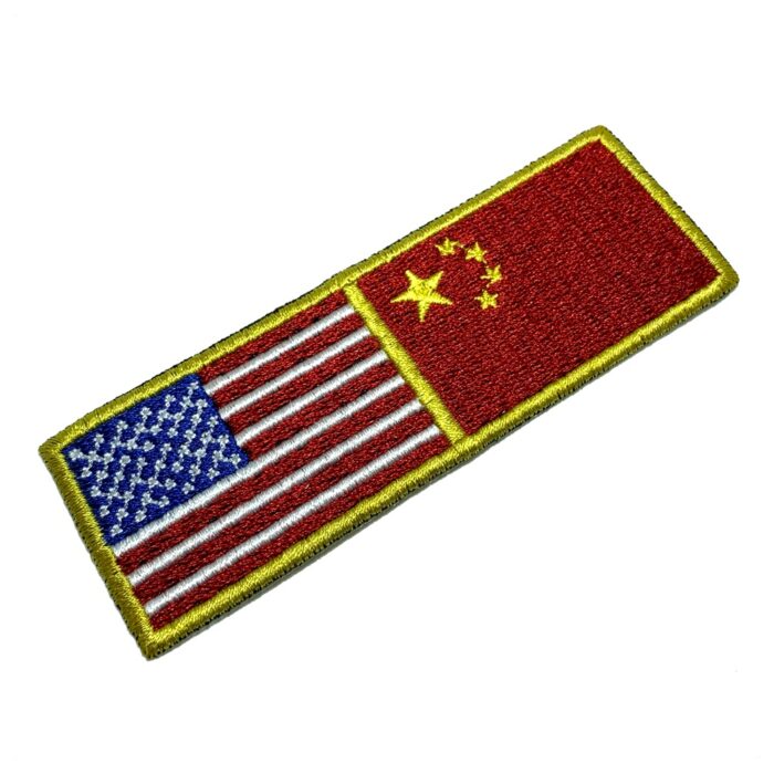 BPUSCNT001 Bandeira EUA China Patch Bordado Termo Adesivo