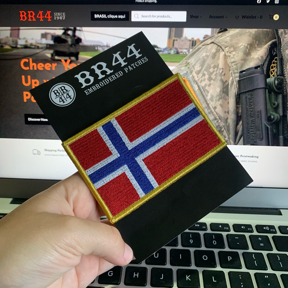 BP0054V21 Bandeira Noruega Patch Bordado Fecho Contato - Imagem 3