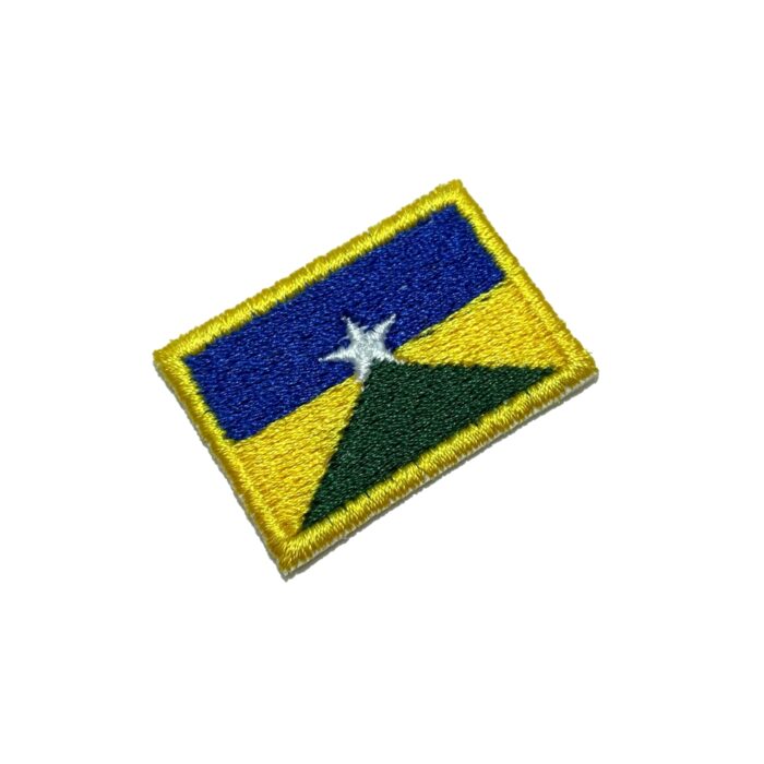 Estado Rondônia Brasil Bandeira Bordada Patch Termo Adesivo ou Costura 3,8×2,5 cm.