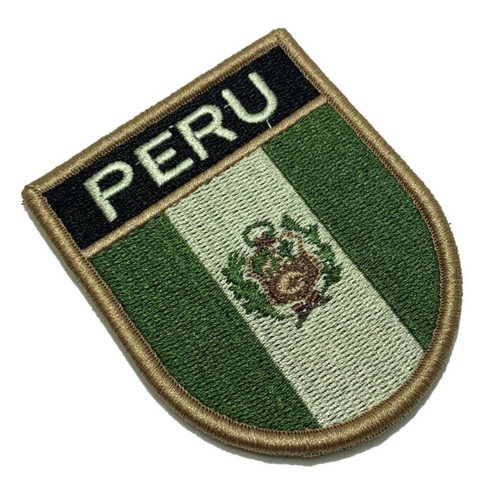 País Peru Bandeira Tática Bordada Patch Com Velcro®️ 6,8×8 cm.