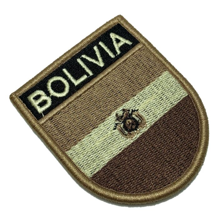 País Bolívia Bandeira Tática Bordada Patch Com Velcro®️ 6,8×8 cm.