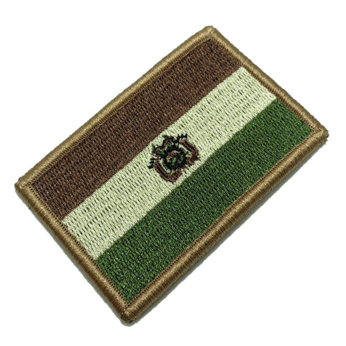 País Bolívia Bandeira Tática Bordada Patch Com Velcro®️ 7,5×5 cm.