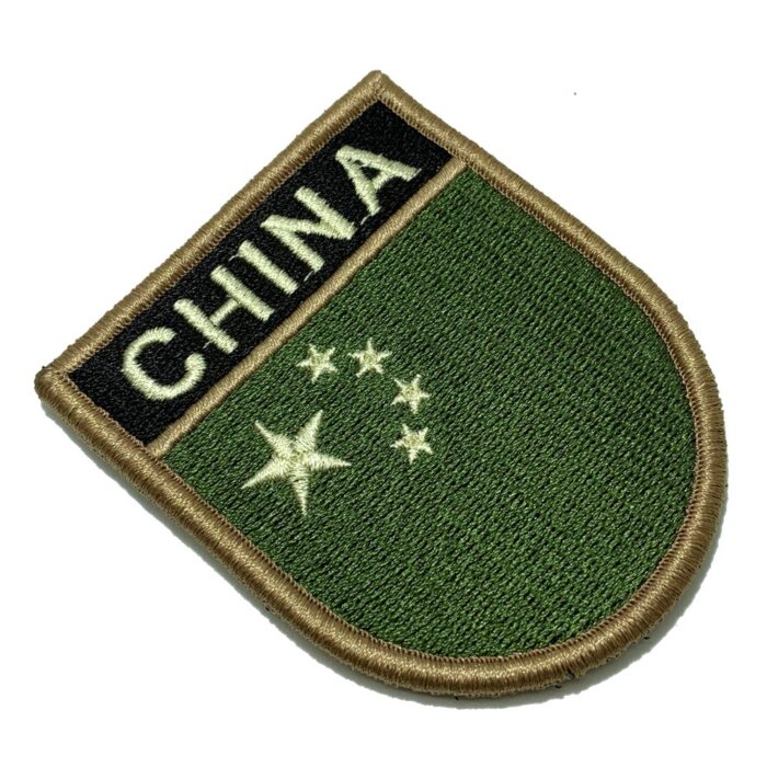 País China Bandeira Tática Bordada Patch Com Velcro®️ 6,8×8 cm.