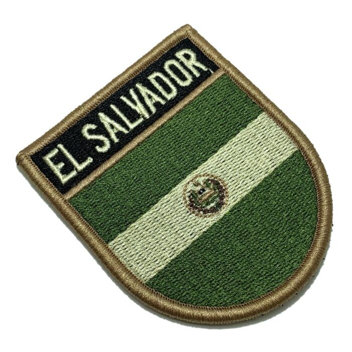 País El Salvador Bandeira Tática Bordada Patch Com Velcro®️ 6,8×8 cm.