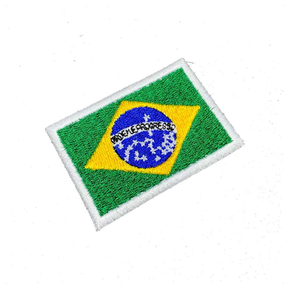 País Brasil Bandeira Bordada Patch Termo Adesivo ou Costura 5,7x3
