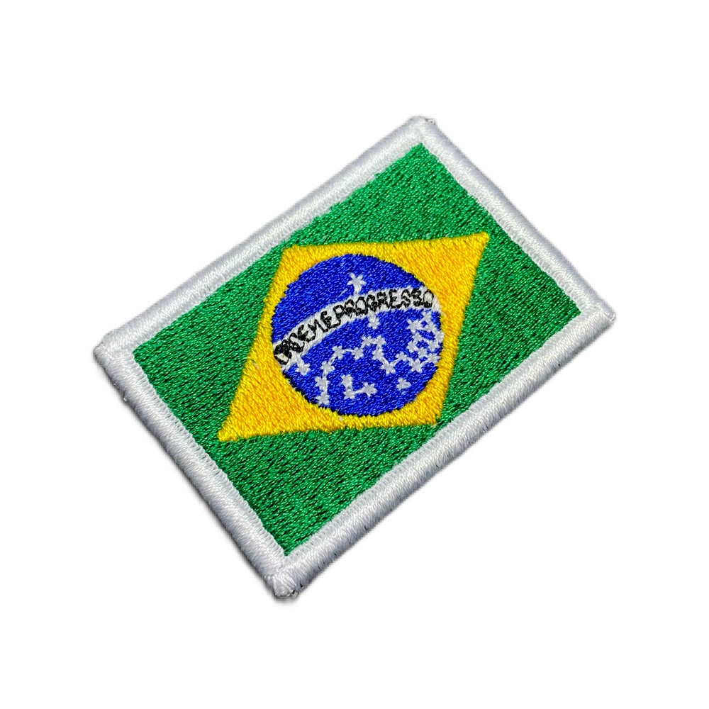 País Brasil Bandeira Bordada Patch Com Velcro®️ 5,7x3,8 cm.