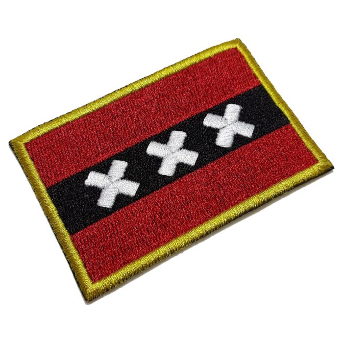 Cidade Amsterdã Países Baixos Bandeira Bordada Patch Termo Adesivo ou Costura 7,5x5 cm.