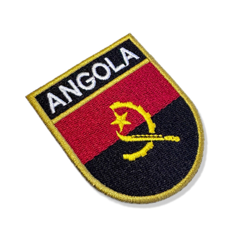 Patch Bordado da Bandeira de Angola: Detalhes Autênticos e Cores Vivas.