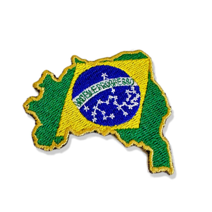 Bandeira Mapa Do Brasil Patch Bordado 7x6 cm