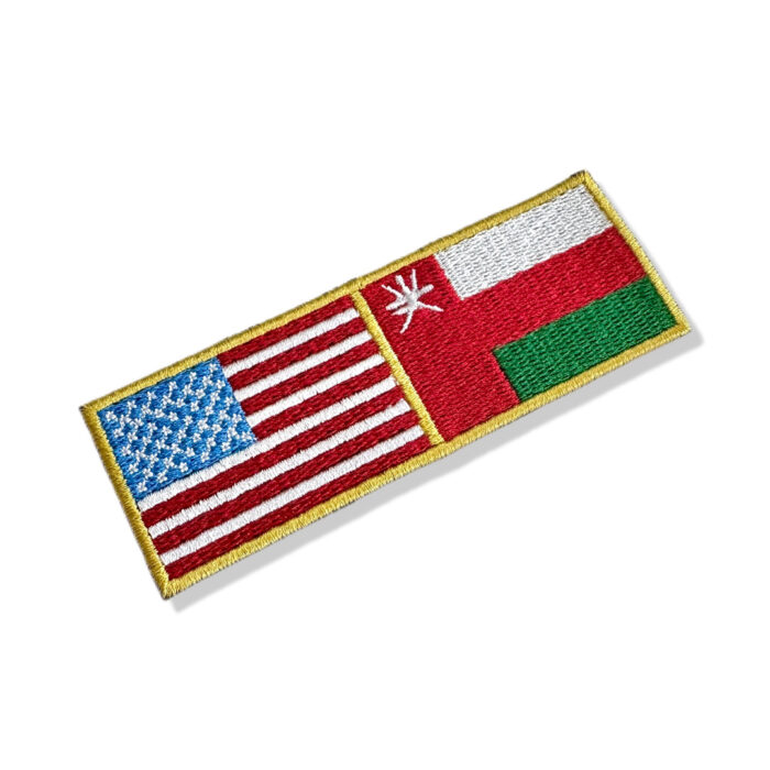 BP0055-0219-011 Bandeira USA Omã Patch Bordado 11x3,8cm