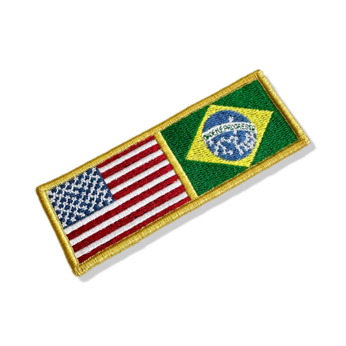 BP0055-0403-011 Bandeira USA Brasil Patch Bordado 11x3,8cm - Image 3