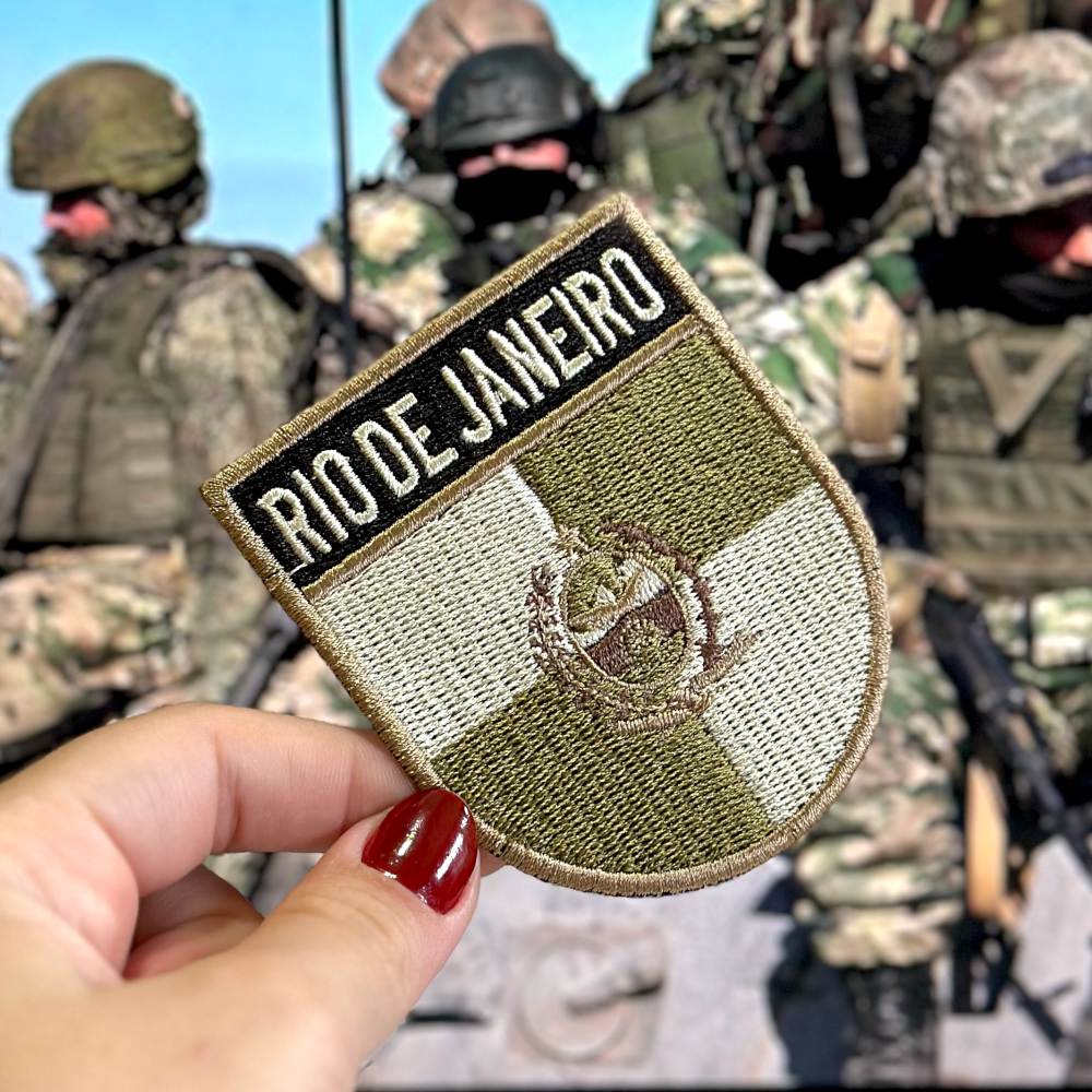 BE0136E-003 Bandeira Rio de Janeiro Brasil Patch Bordado 6,8x8,0cm - Imagem 2