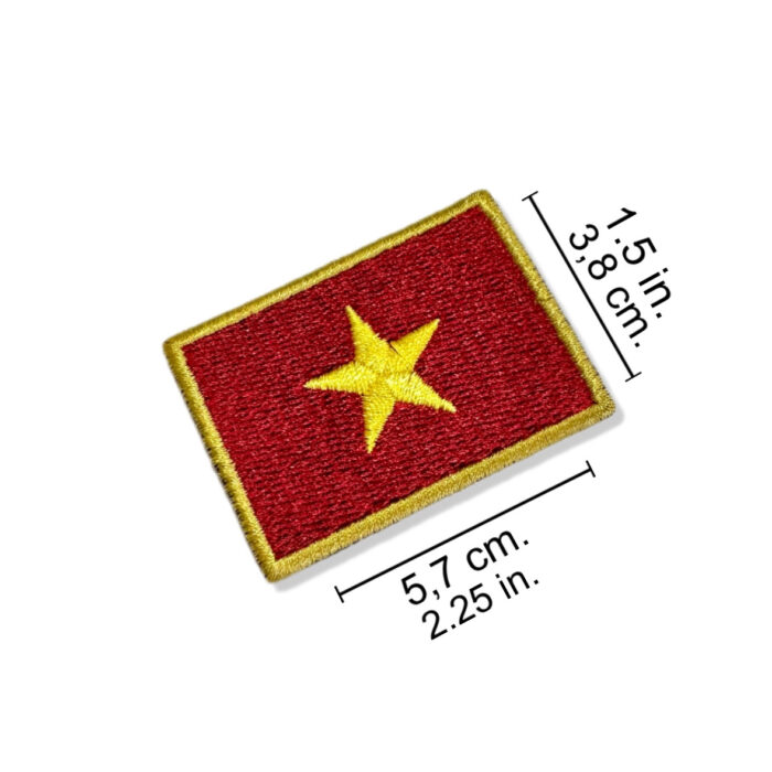 BP0411-011 Bandeira Vietnã do Norte Patch Bordado 5,7x3,8cm - Imagem 2