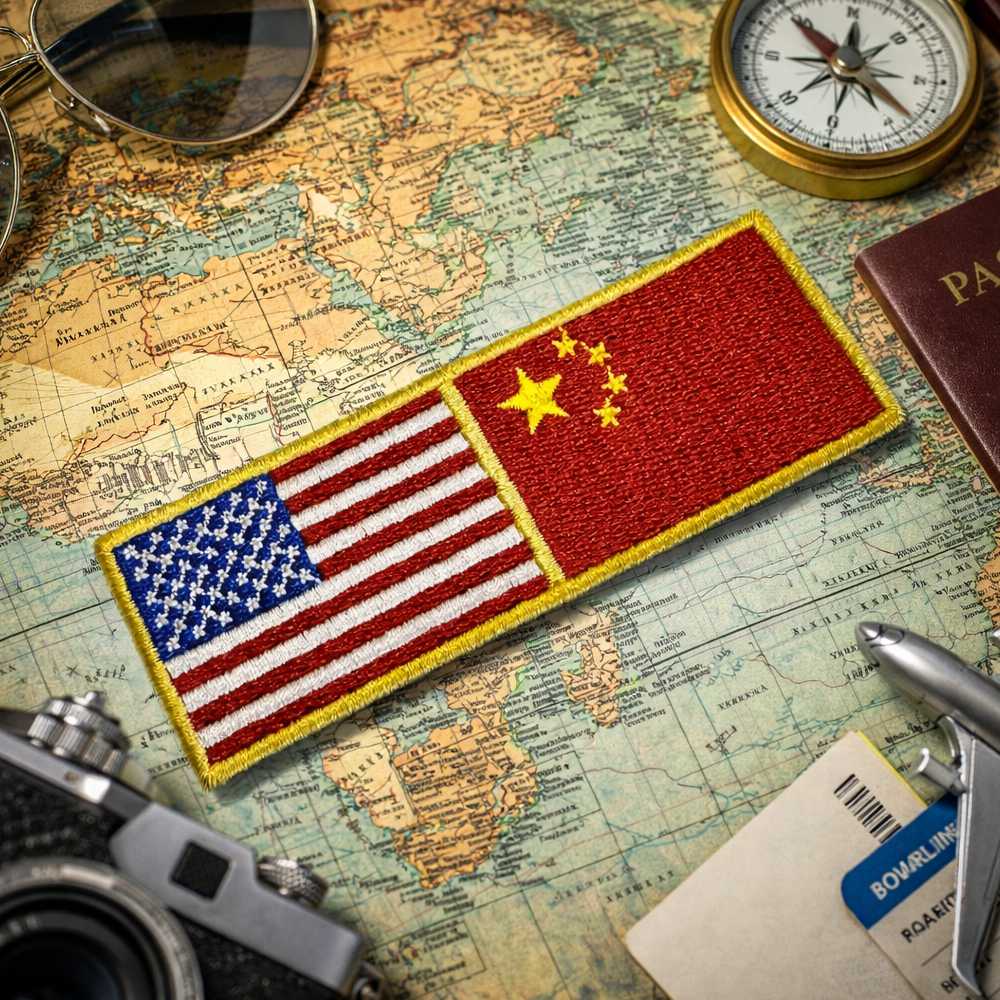 BP0055-0195-011 Bandeira USA China Patch Bordado 11x3,8cm - Imagem 4