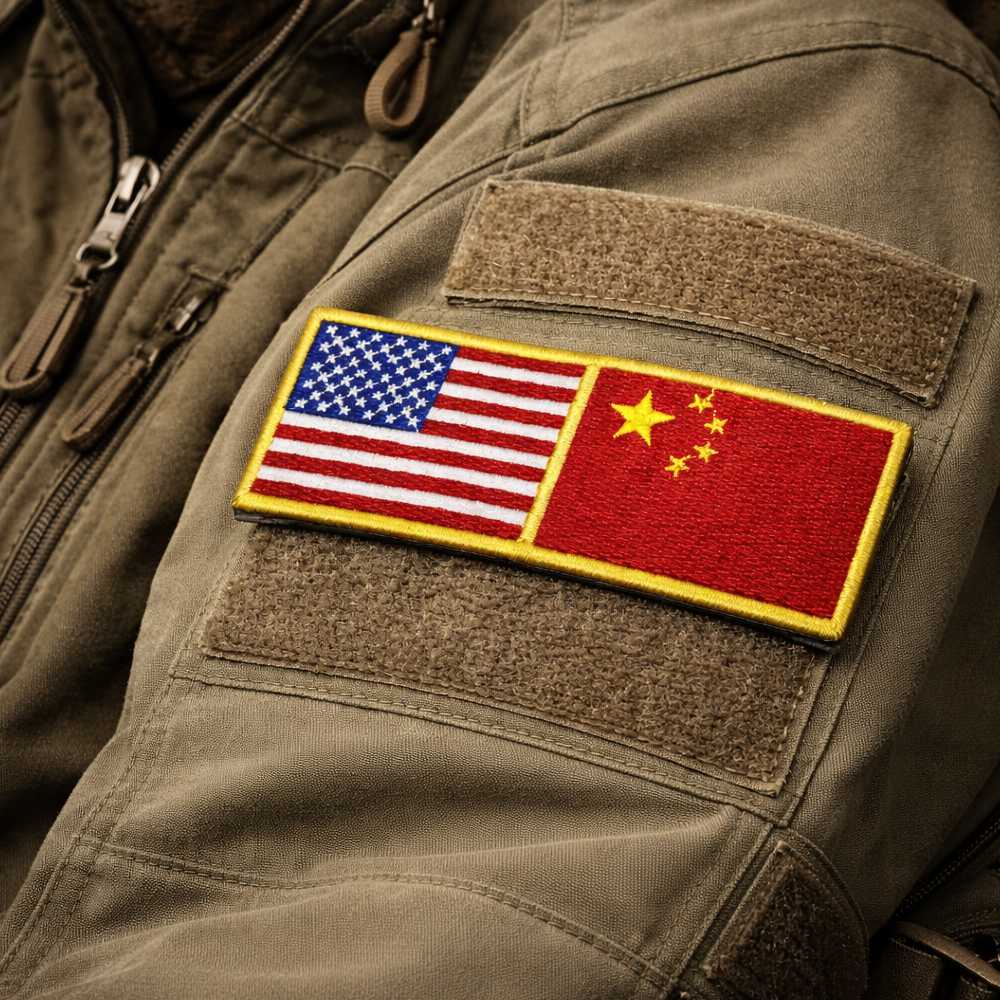 BP0055-0195-011 Bandeira USA China Patch Bordado 11x3,8cm - Imagem 3