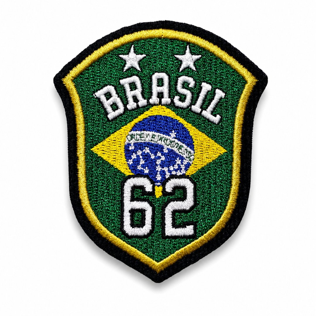 TBR092-075A Patch Bordado Brasil 1962 Seleção Brasileira Futebol Vintage Termocolante - Imagem 3