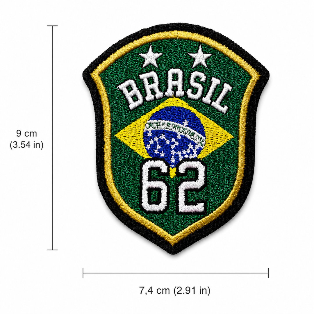 TBR092-075A Patch Bordado Brasil 1962 Seleção Brasileira Futebol Vintage Termocolante - Imagem 4