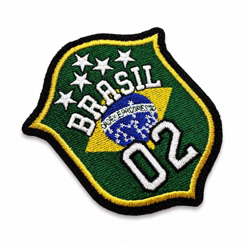 TBR095-075A Patch Bordado Brasil 2002 Escudo Copa Do Mundo Termocolante