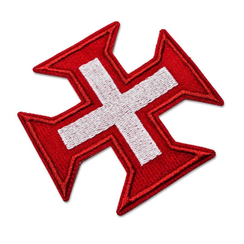 M0012T 01 Cruz Ordem Cavaleiros de Cristo Patch Bordado Termo Adesivo 9x9 cm