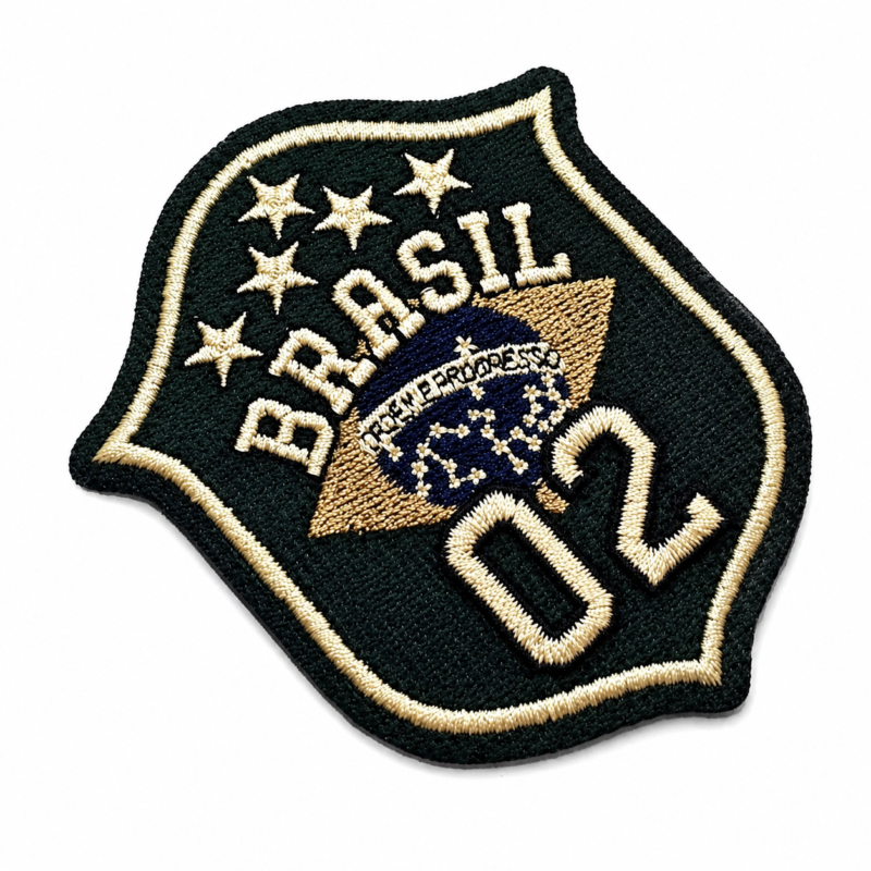 TBR095-075C Patch Brasil 2002 Bordado Pentacampeão Copa do Mundo 7,5 x 9 cm
