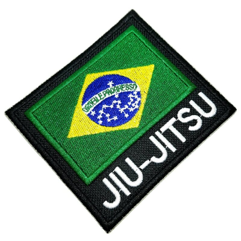 Jiu-Jitsu Bandeira Brasil Patch Bordado Termo Adesivo 9x8 cm