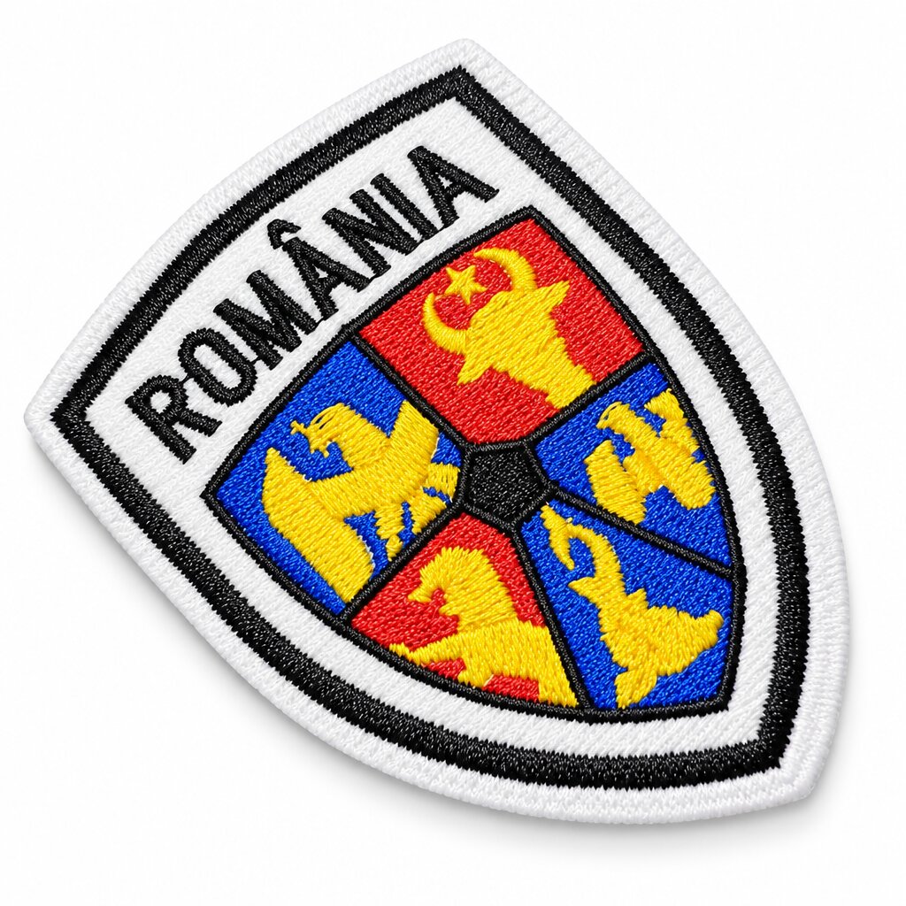 EP0005-072A Escudo Romênia Patch Bordado 7x9,3cm
