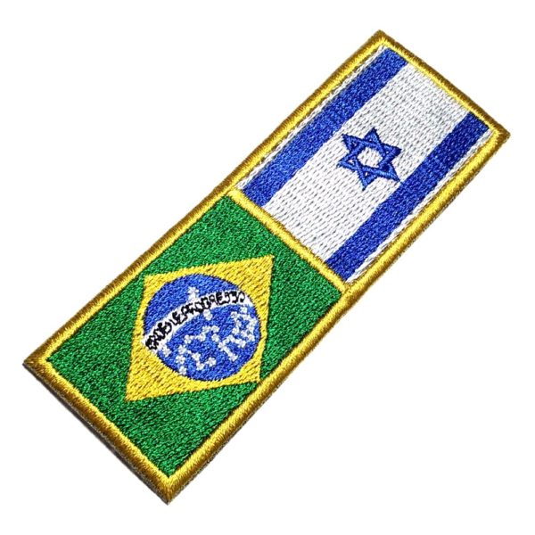 BPBRILT 11 Bandeira Brasil Israel Patch Bordada Termoadesivo