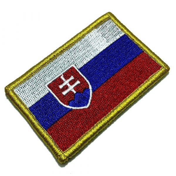 BP0197V 01 Bandeira Eslováquia  Patch Bordada Fecho de Contato Gancho