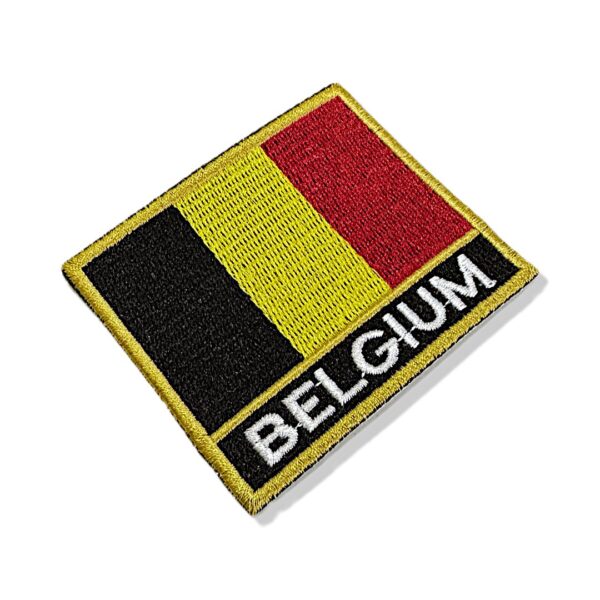 BP0215N-001 Bandeira Bélgica Patch Bordado 7,5x6,3cm