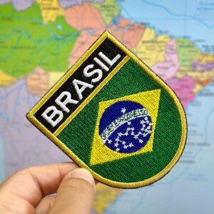 BP0403E-001 Bandeira Brasil Patch Bordado 6,8×8,0cm