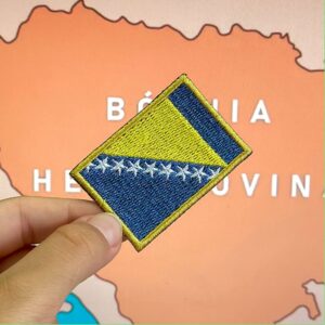 BP0438-011 Bandeira Bósnia e Herzegovina Patch Bordado 5,7×3,8cm