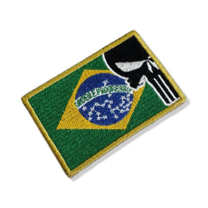 M0139-001 Justiceiro Bandeira Brasil Patch Bordado 7,5x5cm