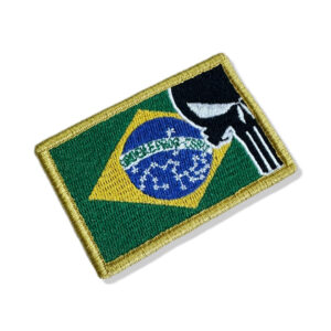 M0139-001 Justiceiro Bandeira Brasil Patch Bordado 7,5x5cm