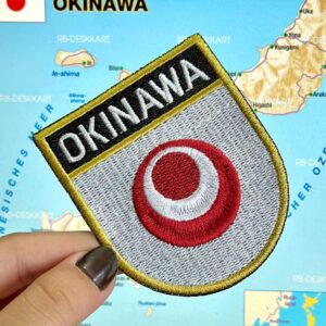 BE0414E-001 Bandeira Okinawa Japão Patch Bordado 6,8×8,0cm