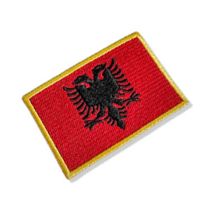 BP0221-001 Bandeira Albânia Patch Bordado 7,5×5,0