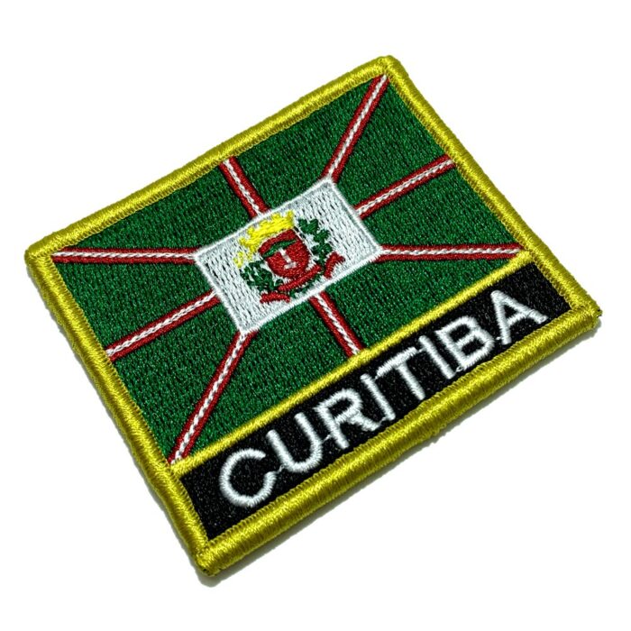 Curitiba PR Paraná Brazil – Embroidery Flag Patch With Hook Velcro®️ 3″×2.5″