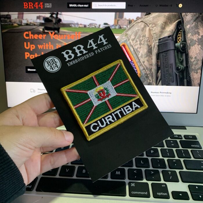 Curitiba PR Paraná Brazil – Embroidery Flag Patch With Hook Velcro®️ 3″×2.5″ - Image 3