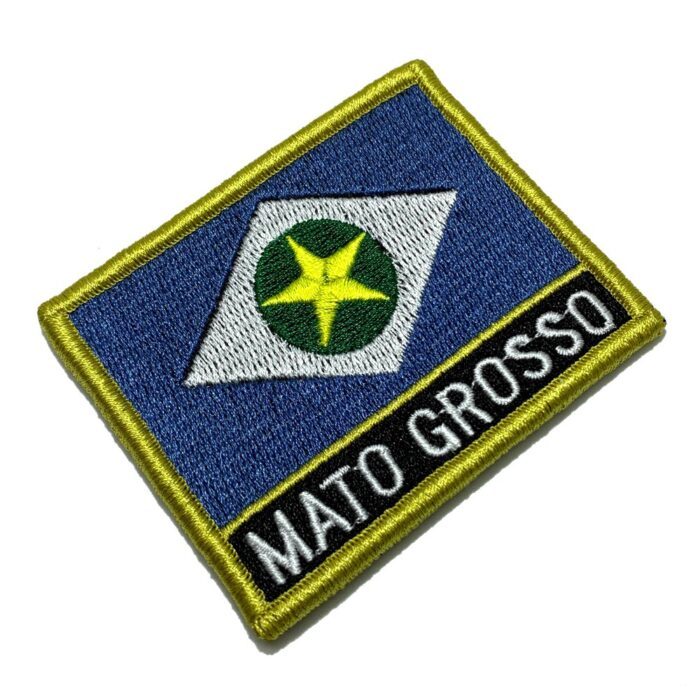 Mato Grosso MT Brazil – Embroidery Flag Patch With Hook Velcro®️ 3″×2.5″
