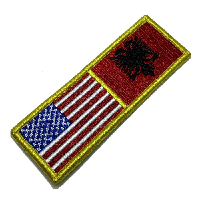 USA & Albania – Embroidery Flag Patch With Hook Velcro®️ 4.33″×1.5″