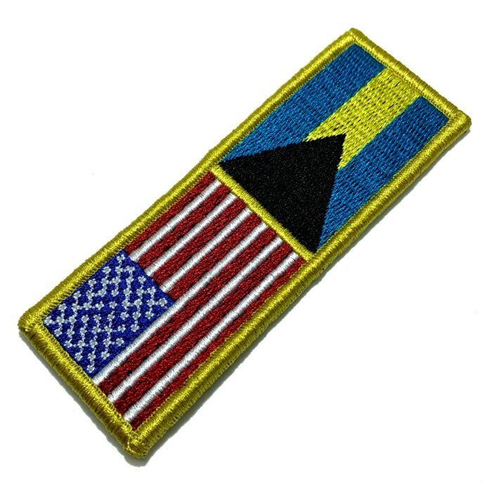 USA & Bahamas – Embroidery Flag Patch With Hook Velcro®️ 4.33″×1.5″