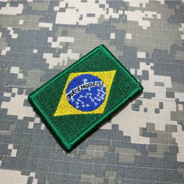 Brazil Country – Embroidery Flag Patch With Hook Velcro®️ 3″×2″