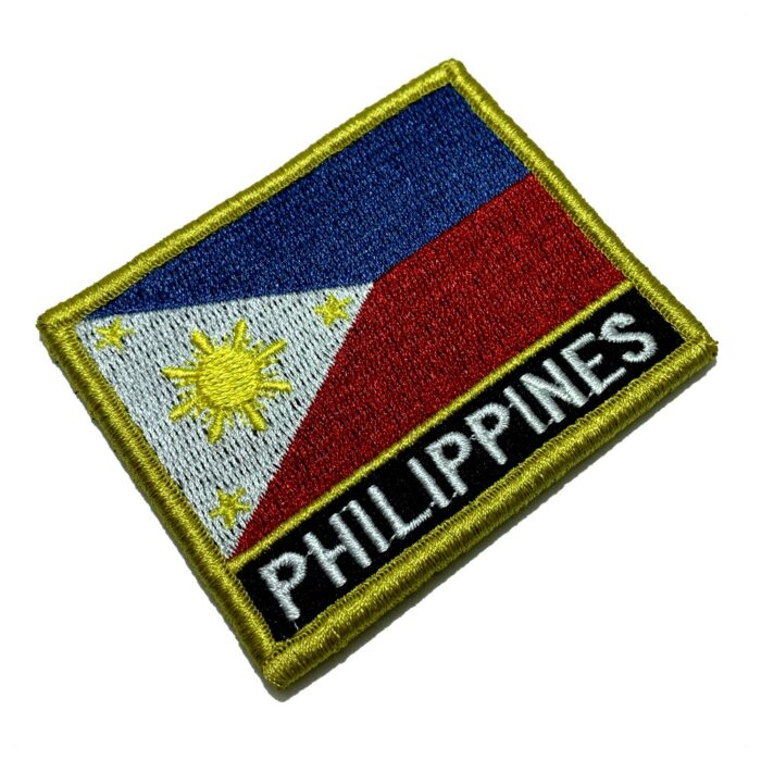 Philippines Country – Embroidery Flag Patch With Hook Velcro®️ 3″×2.5″