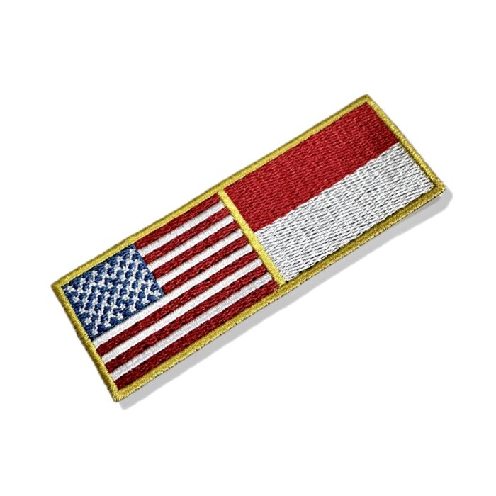 BP0055-0419-011 USA Indonesia Embroidered Flag Patch 4.33″×1.5″