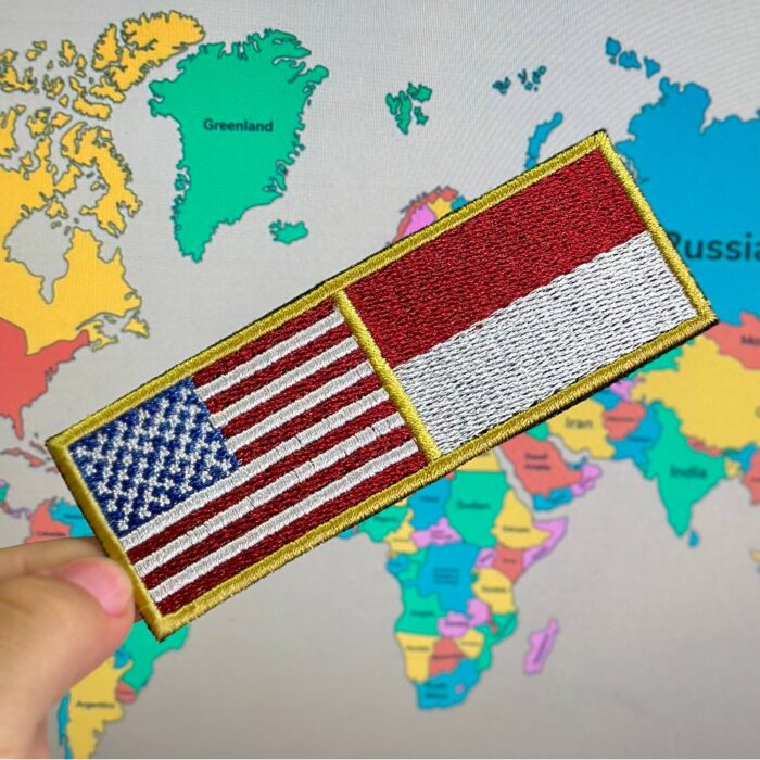 BP0055-0419-011 USA Indonesia Embroidered Flag Patch 4.33″×1.5″ - Image 2