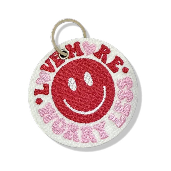 V0009-001 Love More Worry Less Embroidered Patch 2.25"x2.25" - Image 2