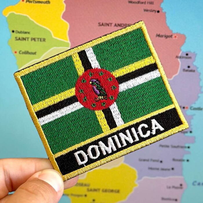 BP0432N-001 Dominica Embroidered Flag Patch 3″×2.5″ - Image 2