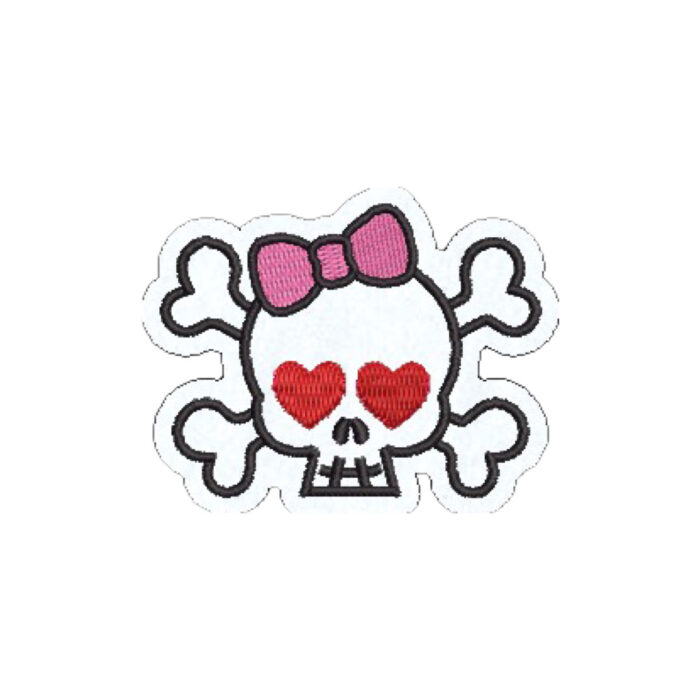 EMJ002-068A Lovestruck Skull Embroidered Patch 2.4" x 2.1" - Image 4