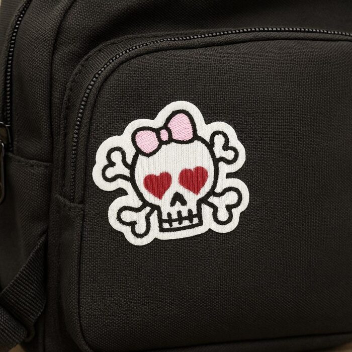 EMJ002-068A Lovestruck Skull Embroidered Patch 2.4" x 2.1" - Image 3