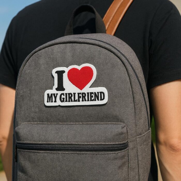 V0014-001 I Love My Girlfriend Embroidered Patch 2.8″×2″ - Image 3